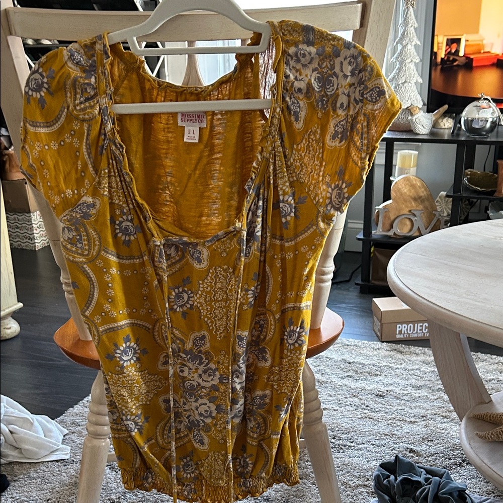 Free People Mustard Floral Blouse